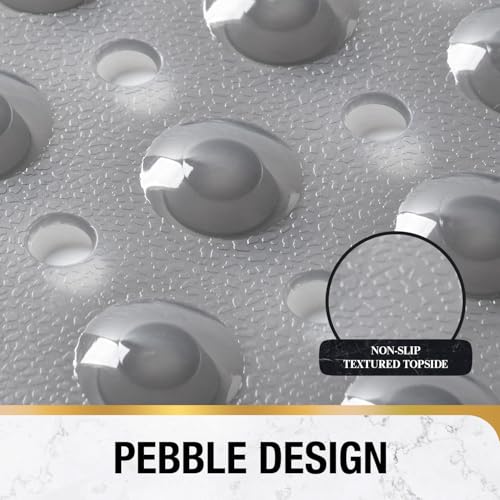 HITSLAM Square Shower Mat 27x27 Inch, Extra Large Non Slip Shower Mats for Inside Shower Stall, Anti Slip Bath Floor Mat with Strong Suction Cups & Drain Holes, Machine Washable, Grey - color: Grey