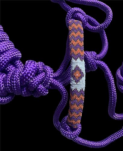 Majestic Ally Padded Beaded Nose Braided Rope Halter with 10' Matching Lead - Purple Full - color: Purple