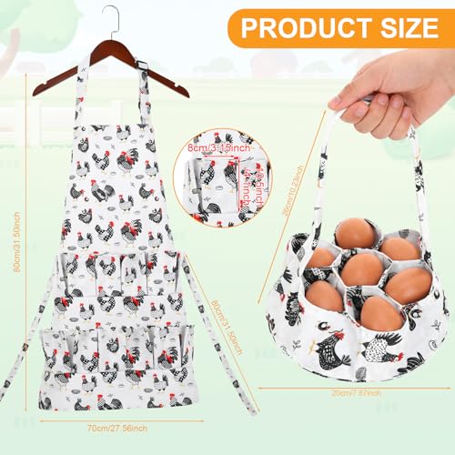 Egg Collecting Apron and Basket, Egg Gathering Apron for Fresh Egg | 14 Pouches Chicken Egg Apron with 7 Pouches Basket, for Chicken, Duck, Goose, Bird, Various Poultry Collection