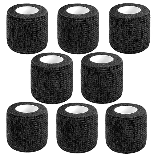 Self Adhesive Bandage Wrap,2" Black Cohesive Bandages Vet Wrap Sports Tape | CIYAGPOOU 8 Pack Elastic Breathable Athletic Wrap Bulk for First Aid Supplies, Wrist Sprains Protection - color: Black Self Adhesive Bandage Wrap