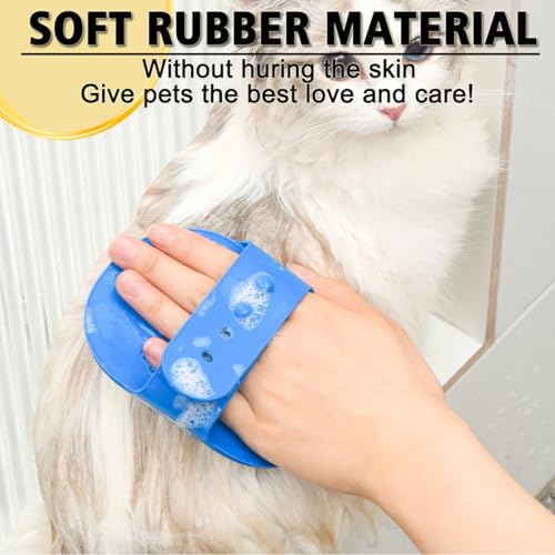 Dog Grooming Brush, Pet Shampoo Bath Brush Dog Grooming Shedding Brush Soothing Massage Rubber Comb with Adjustable Ring Handle for Long Short Haired Dogs and Cats 2pcs - color: Blue & Green