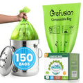 GreFusion Compostable Trash Bags for Kitchen Compost Bin 1.2 Gallon,150 Count,Compost Bags Small for Food Scrap Waste Bags for Countertop Bin Certified by BPI,ASTM D6400 and OK Compost - color: 1.2G-150Count