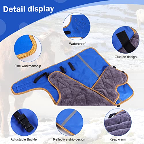 Fleece Calf Blankets Jacket for Calves - Calf Coat Keep Warmming, Soft Calf Cow Goat Dog Warm Clothes Comfortable Freezing Resistance Cold Proof Oxford Cloth Waterproof - color: Blue Yellow