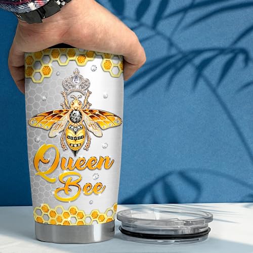 SANDJEST Bee Tumbler 20oz Jewelry Drawings Stainless Steel Insulated Tumblers Gifts for Women Girls Coffee Travel Mug Cup Gift for Birthday Christmas - color: Bee