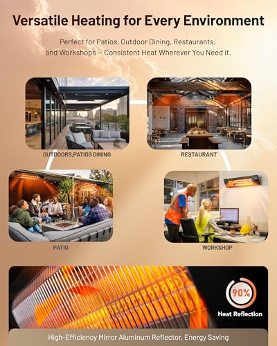 DR. INFRARED HEATER Portable Infrared Indoor and Outdoor Space Heater for Patio, Garage, Commercial & Residential With Remote Control, Without Thermostat, Black - size: 35 Inches