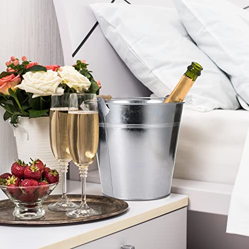Didaey 12 Pcs Galvanized Metal Beer Buckets, Handle,Silver | 9 Quart Large Capacity Pails for Party Wedding, Tin Pails for Beer Ice, Round Design for Table Centerpieces Crafts - color: Silver