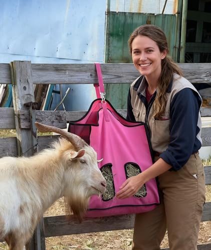 Hay Feeder for Goats and Horses - Slow Feed Design, Heavy Duty Hanging Hay Bag for Barn, Trailer & Paddock, Easy to Hang & Clean(2pcs, Pink) - color: 2pcs-pink