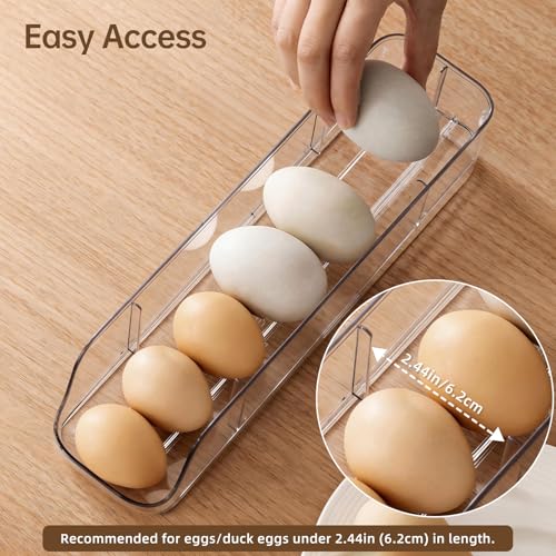 PAVSTINE 2-Tier Auto Rolling Egg Holder for Fridge, Clear Egg Dispenser | Stackable Egg Container, Holds Up To 14 Eggs Tray, Fits Kitchen Countertop/Refrigerator/Cabinet Storage Organizer - size: 2-Tier