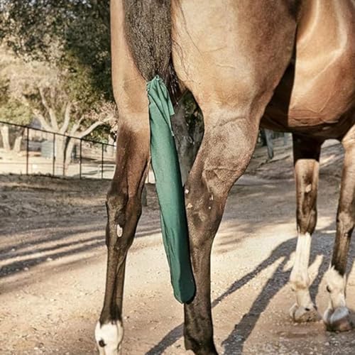 Sleazy Sleepwear Tie Tail Bag | Braided Tail Protection w/Stretchy Ties | Rugged Lightweight Breathable Slip-On Horse Guard, Hunter - color: Hunter