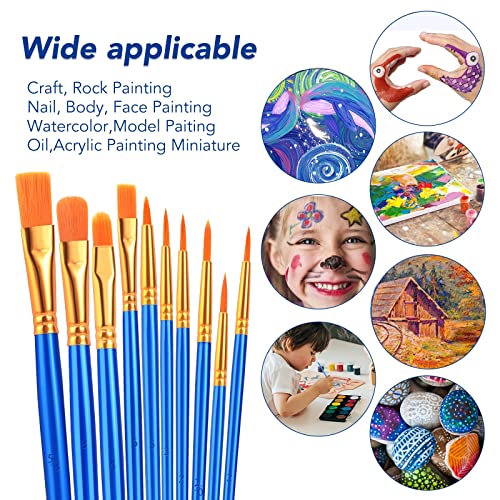 ESRICH 160PCS Paint Brushes, Paint Brush for Acrylic Painting | Artist Paintbrushes for Oil Watercolor, Body Face Rock Canvas, Small Paint Brushes for Kids - color: Blue, size: 160