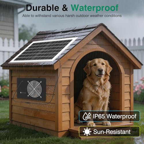 Solar Fan with Battery & Timer for Chicken Coop, Greenhouse & Shed | 25W 3500RPM High-Speed Solar Exhaust Fan, Low Noise Waterproof Solar Powered Fan for Outdoor - size: 11 inches