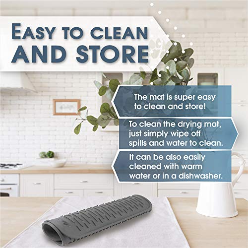 HOTPOP Medium (16"x12") Super Sturdy Silicone Dish Drying Mat and Trivet, Dishwasher Safe, Heat Resistant, Eco-conscious (Grey) - style: (16"x12"), Grey