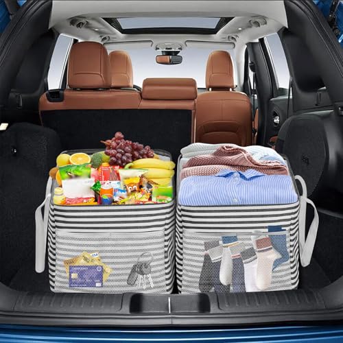 LHZK Standing Extra Large Utility Tote Bag with Metal Wire Frame and the Sides Rinforced, Extra Large Tote Bag with Handle, Reusable Grocery Bags Foldable, Beach Bag, Car Tote, Black, 26''x15''x13'' - color: Black/White, size: 26''x15''x13''-1 Pack