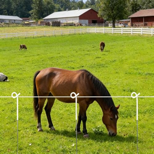 10 Pack 39 Inches White Heavy Duty Step in Fence Post Pig Tail Electric Fencing Post Temporary Metal Fence Stakes for Garden Electric Fencing and Yard Protection - color: White