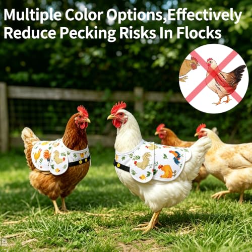 Chicken Saddles for Hens, Chicken Apron Hen Saddle with Adjustable Strap, Extended Shoulder Wing & Tail Coverage Protection Anti-Pecking Poultry Back Protector for Feather Recovery(White) - color: White