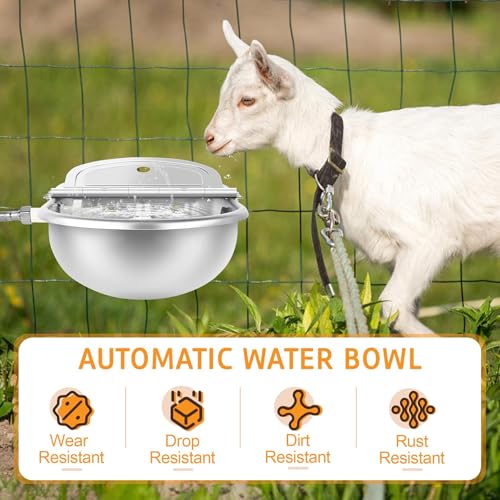 4PCS Automatic Animal Drinking Water Bowl Stainless Steel Waterer Feeder Farm Dog Dispenser Kit Self Filling for Livestock Horse Goat Water Trough with Float Valve Drain Hole Hose Adapter Bolts - size: 4 PCS