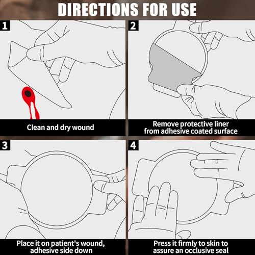 RHINO RESCUE Non-Vented Chest Seal, IFAK First Aid Supplies (2 Count) | Sterile Emergency Trauma Dressing, Occlusive Adhesive Pad Medical for Wound Care, Gunshot, Sucking Chest, HSA/FSA Approved - size: No-Vent