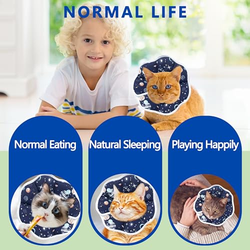 Soft Adjustable Cat Cone Collar, Comfortable Cat Recovery Collar - color: Dark Blue, size: X-Small
