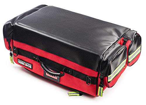 Scherber Fully-Stocked Premium First Responder Bag | HSA/FSA Approved | Large Pro EMT/EMS Trauma, Bleeding & Oxygen Medical Kit | CAT Tourniquet, HyFin Chest Seal & 250+ First Aid Supplies (Red) - color: Red