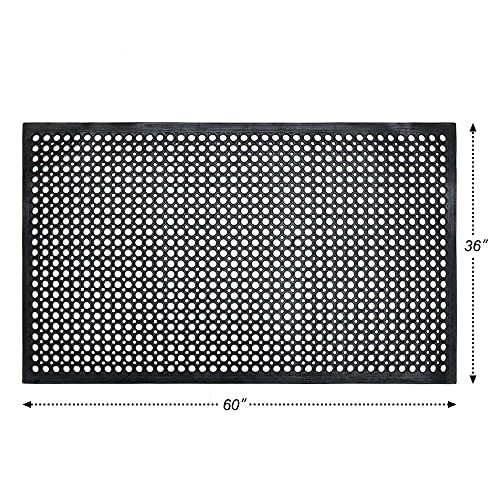 Anti-Fatigue Rubber Floor Mat - NANBOWANG Commercial Grade Grease Resistant Non-Slip Recycle Tyre Floor Mats for Restaurant Kitchen Bar Garden Outdoor Wet Area (36"x 60") Black - size: 36"x 60"