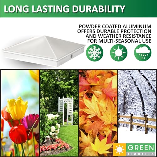 GreenLighting 6x6 Aluminum Pyramid Post Cap Cover (White 4 Pack) Fits 6x6 Nominal Wood (True 5.5 x 5.5) Powder Coated Matte Outdoor Caps Cover, Fence, Decking, Waterproof - color: White 6x6, size: 4 Pack