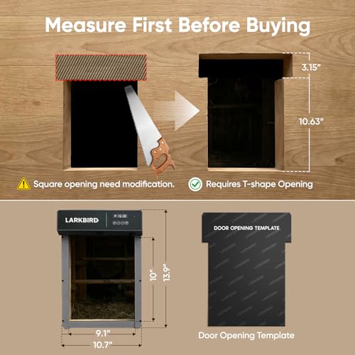 LARKBIRD Automatic Chicken Coop Door with Audio Recall Function, Yellow | Solar & Battery Powered, Timer & Light Sensor, Bluetooth App Control, Anti-Pinch System - color: Yellow