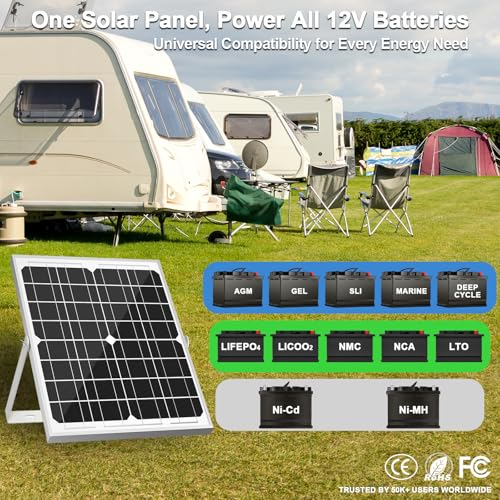 Solar Panel Kit 20W 12V, Waterproof Solar Battery Trickle Charger Maintainer + Smart MPPT Controller + Adjustable Mount Bracket for Boat Car RV Motorcycle Marine Automotive (Pack of 2) - size: 20W MPPT Kit (Pack of 2)