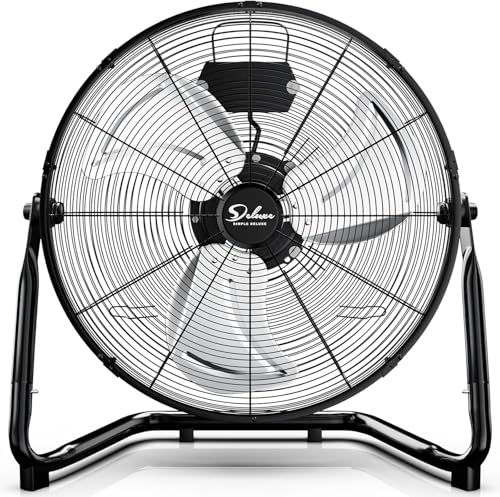Simple Deluxe Comfort Zone Cradle Floor Fan, 12 Inch 3-Speed High Velocity, 230 Degree Adjustable Tilt, All-Metal, Carry Handle, Rubber Feet,Ideal for Home, Bedroom & Office, Black - size: 12 Inch, style: 1 Pack
