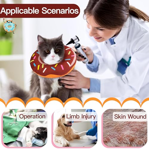 Cat Cone Collar Soft, Cute Cat Donut Collar After Surgery, Adjustable Kitten Recovery Cones to Stop Licking, Lightweight Neck Elizabethan Collars for Cats Kittens (Brown, Small) - color: Brown, size: Small