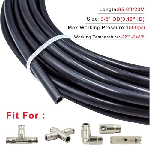 1500psi High Pressure System Parts, 3/8" OD High Pressure PE Tubing (65.6ft/20m)