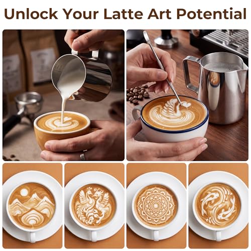 Vakoo Milk Frothing Pitcher, 20oz, 304 Stainless Steel Frother Cup | Dual Scale, Latte Pen Included, Barista Grade, for Espresso Machine, Coffee, Cappuccino, 12oz/20oz/32oz Available - size: 20 Ounces