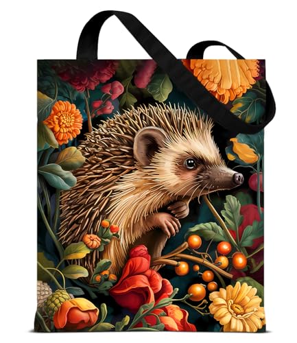 Vintage Botanical Animal Canvas Tote Bag for Women, Aesthetic Floral Animal Reusable Shoulder Bag for Shopping - color: 9