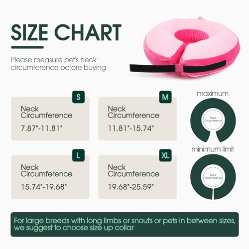 Kuoser Inflatable Dog Cone Collar, Dogs Donut Collar to Stop Licking, XL | Soft Dog Cone Alternative After Surgery, Inflatable Pet Neck Pillow Comfortable Recovery E-Collar for Small Medium Large Dogs - color: Rose Latte, size: Xl (Neck: 19.6" - 25.5")