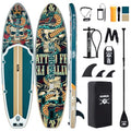 10’6’’ Inflatable Stand Up Paddle Board (SUP) for Adults and Youth with Non-Slip Deck – Complete Accessories Kit, for Fishing, Yoga, Fitness & Family Fun - color: Retro Skullz