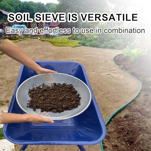 17''Soil Sifter for Gardening, Heavy Duty Rock Sifter,Fits Wheelbarrow Compost Sifter Dirt Sifter,Captures Dirt Rocks Sawdust - color: 2PCS Large 17''