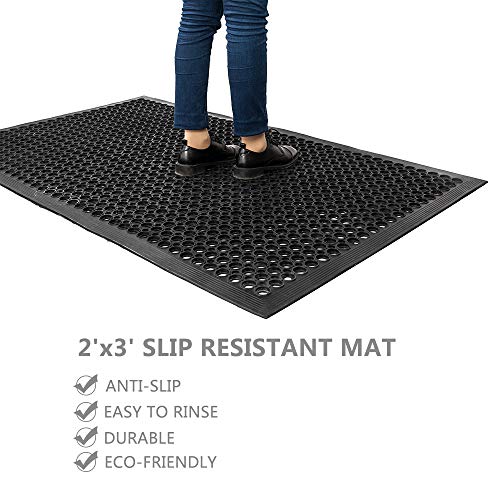 ROVSUN Rubber Floor Mat with Holes, 24''x 36'' Anti-Fatigue/Non-Slip Drainage Mat, for Industrial Kitchen Restaurant Bar Bathroom, Indoor/Outdoor Cushion (2 Packs) - size: 24x36 in.