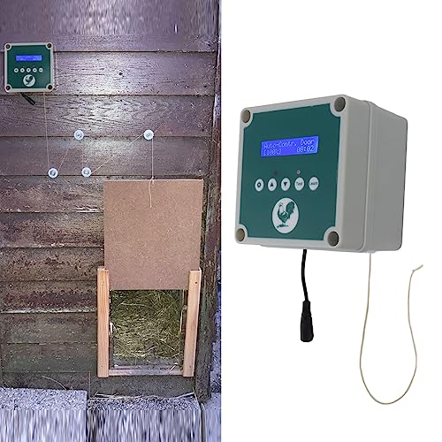Automatic Chicken Coop Door Controller, IP44 Cage Opener Remote Control Poultry House Door Actuator Motor Kit with Timer Light Sensor for Chicken, Duck, Goose (US Plug)