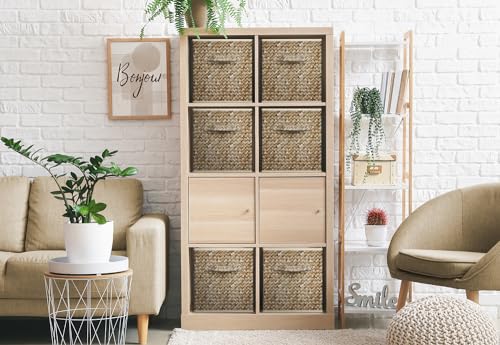 Sorbus 11 x 11 Storage Cubes, Foldable Fabric Bins (4 Pack, Woven Beige) | Toy bin with carry handles and collapsible design keeps books, clothes and playroom essentials sorted in cubbies and closets. - color: Woven Beige