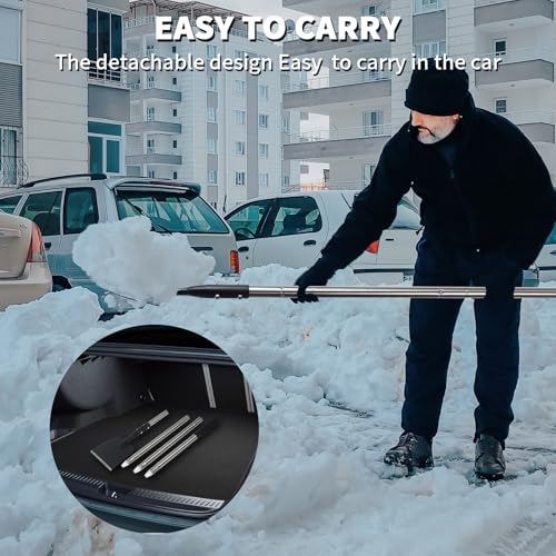 BARAYSTUS Flat Shovel with Adjustable Handle, 59 in Floor Scraper, Ice Scraper, Garden Cleaning Scraper, Ice Chopper, Snow Shovel, Multifunctional Weed Remover Tool for Walkway Driveway