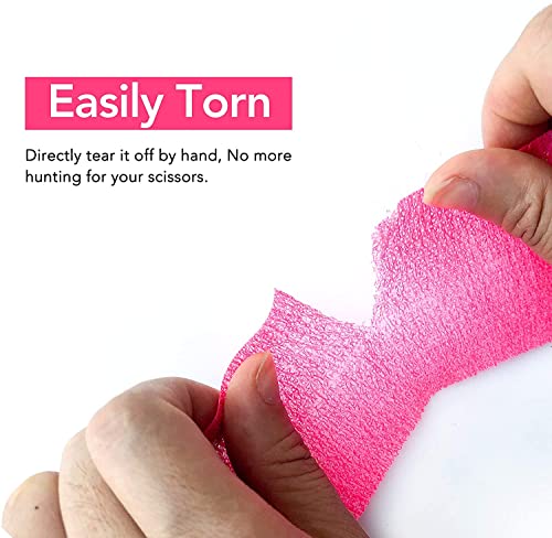 RISEN Cohesive Bandage 2” x 5 Yards, 6 Rolls, Self Adherent Wrap Medical Tape, Adhesive Flexible Breathable First Aid Gauze Ideal for Stretch Athletic - color: Multicolor