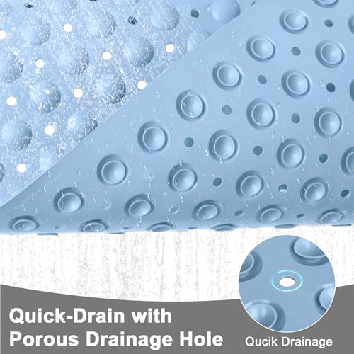 Extra Large Shower Foot Scrubber Mat, Yonala 47x32 Inch Non Slip Shower Mats for Elderly, Anti Slip Shower Mat with Suction Cups, Soft Trimmable TPE Shower Mat for Walk in Shower Stall, Heavy Mat - color: Blue