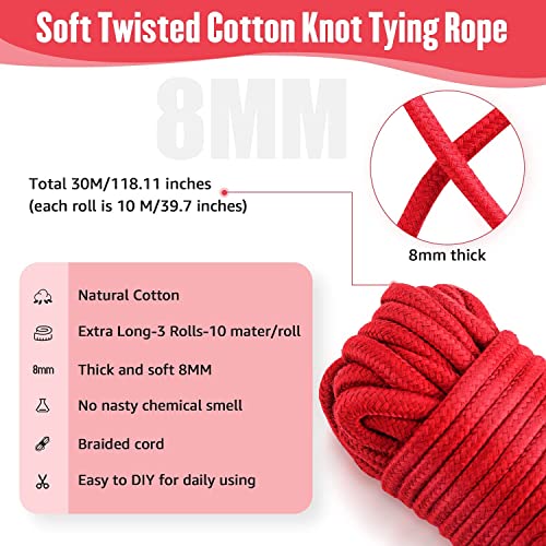 Soft Cotton Rope,for Camping, Hanging Clothes & Costume Play, Red - style: Red