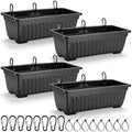 4 Pack 12 Quart Large Feed Trough Goat Horse Feeders Plastic Hanging Feeder with Clips and Nylon Cable Tie Water Trough Supplies Dog Horse Hog Pig Livestock Poultry for Large Animal Black