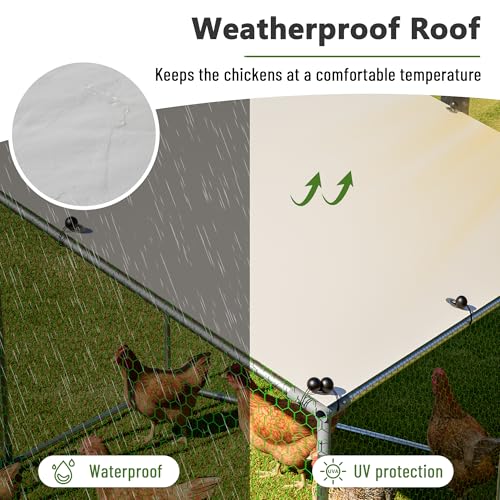 Metal Chicken Coop 84*78*72inch with Waterproof and Anti-UV Roof and Run,Walk-in Hens pen with Security Lock,Out-Door Poultry Enclosure for Small Animal Like Chickens Fence,Ducks,Rabbits Cage for Yard