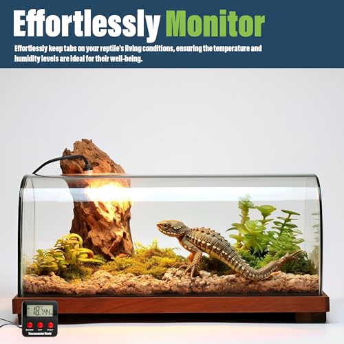 Digital Reptile Thermometer and Humidity Gauge Remote Probes – Terrarium Reptile Hygrometer Thermo Humidor Tank Cage Incubator Brooder Indoor Outdoor
