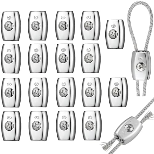 TOPZEA 20 Pcs Electric Rope Connectors 6 mm Poly Rope Connector, Galvanized Aluminum Alloy Heavy Duty Electric Fence Wire Connectors for Agricultural Fencing, Horse Fence Accessories