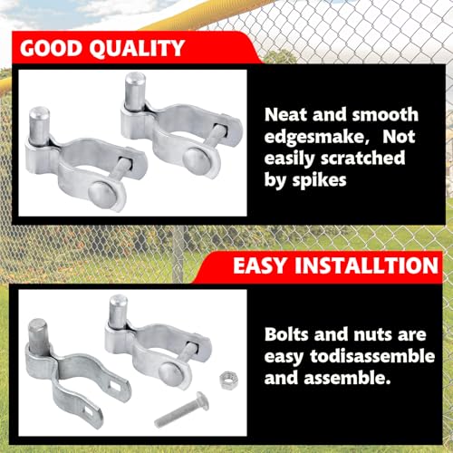 1-5/8" Chain Link Fence Frame Gate Post Male Hinge, Pack of 4, Galvanized Steel Gate Hinge for Fence Posts, Bolts & Nuts Included - size: 1-5/8" Male