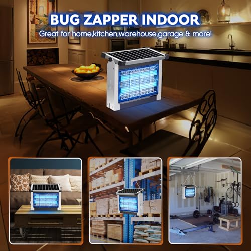 PhatroyYee Solar Bug Zapper, 4500V Mosquito Zapper Killer Trap Rechargeable | Solar Power & USB-C Dual Charge Options, 4000mAh Rechargeable, IPX5 Waterproof, Auto Mode, 1/2 Acre, Backyard Garden Friendly - color: White