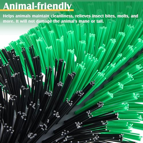 3 Pack Livestock Scratching Brush, Green and Black | Animal Scratcher, Itch Relief Grooming, Horse Goat Cow Scratcher, Fence Post Mounting, Durable Bristles, Farm Livestock Care - color: Green and Black
