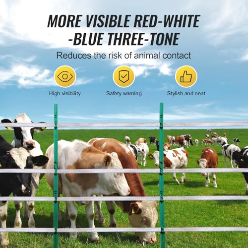 VEVOR Electric Fence Tape, 1640Ft 500M Polytape Fencing Hot Wire, 3/4" Width 6 Stainless Steel Strands for Reliable Conductivity, UV & Rust Resistance, Portable Polywire for Horse Cattle Livestock